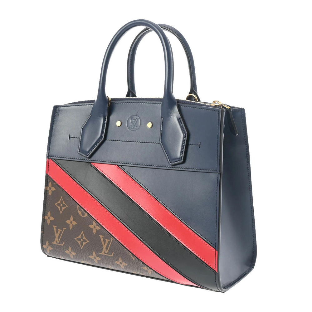 Louis Vuitton Blue Handbag Canvas Calfskin City Navy Steamer Monogram Blue